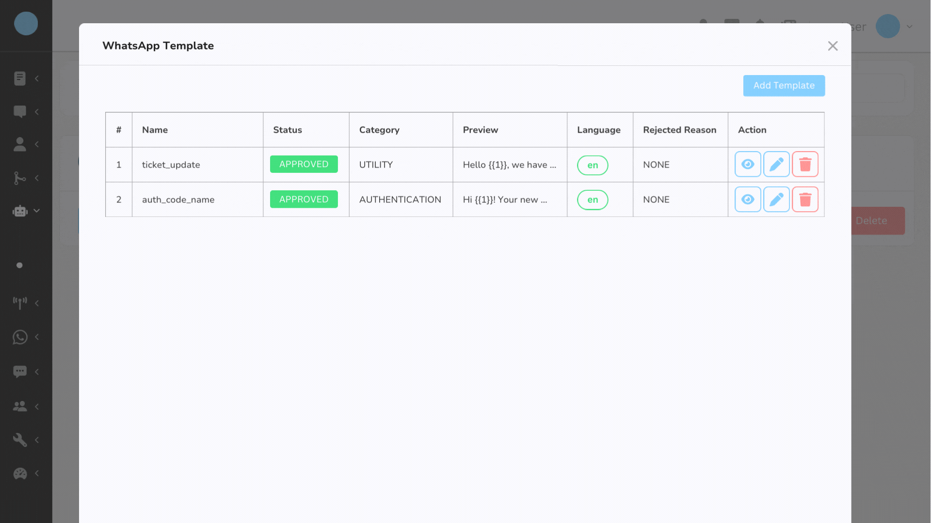 Step 2 of creating a WhatsApp Broadcast Template through Convrs 